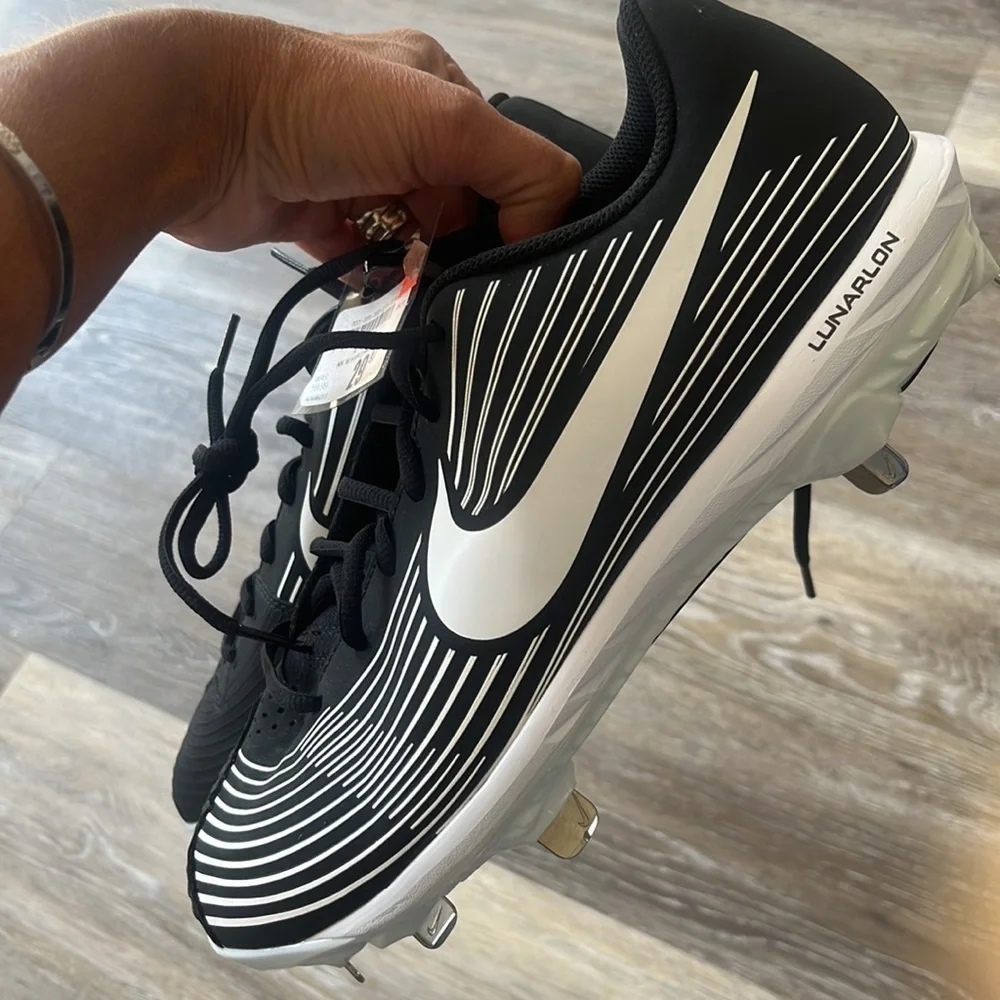 Nike New Lunarlon Hyper diamond 3 Varsity Black/White Size 10 softball NWT